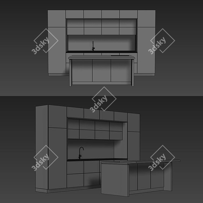 Modern Kitchen Render Model 3D model image 4