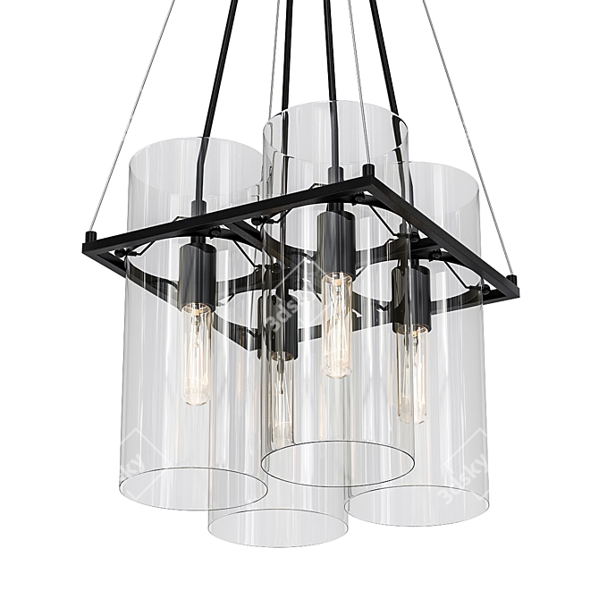 Elegant Glass Cylinder Chandelier 3D model image 1