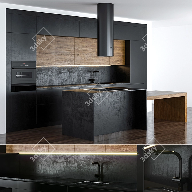 Modern Style Kitchen Model with High-Quality Textures and Models for Rendering 3D model image 1