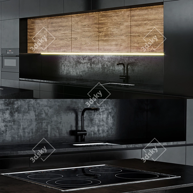 Modern Style Kitchen Model with High-Quality Textures and Models for Rendering 3D model image 3