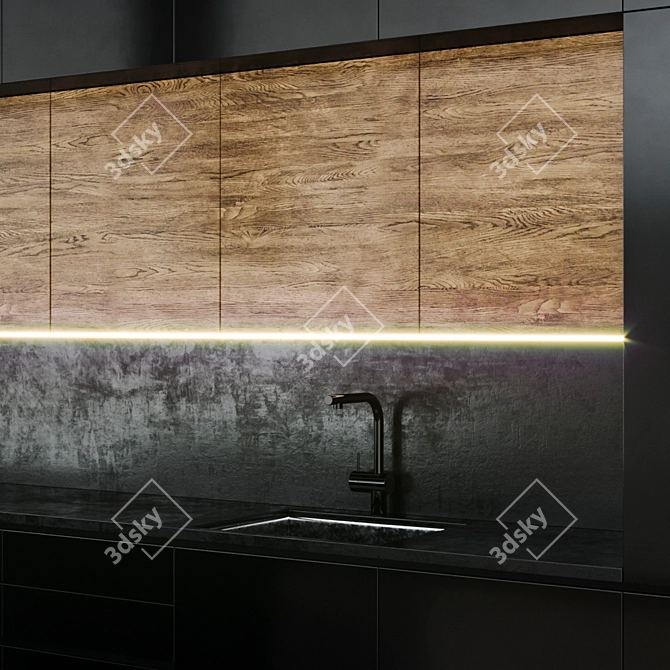 Modern Style Kitchen Model with High-Quality Textures and Models for Rendering 3D model image 4