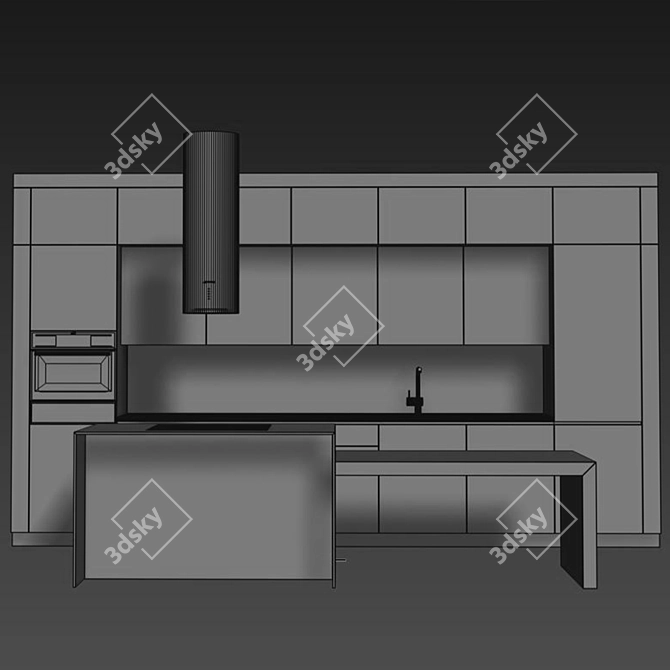 Modern Style Kitchen Model with High-Quality Textures and Models for Rendering 3D model image 5