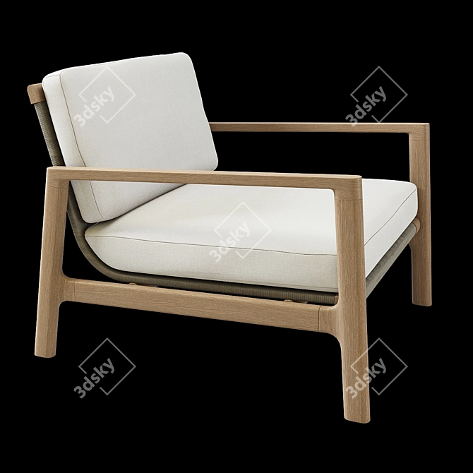 Teak Lounge Chair: Modern Elegance for Relaxing 3D model image 3