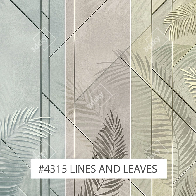 Title: Lines and Leaves Wallpaper by Creativille 3D model image 1