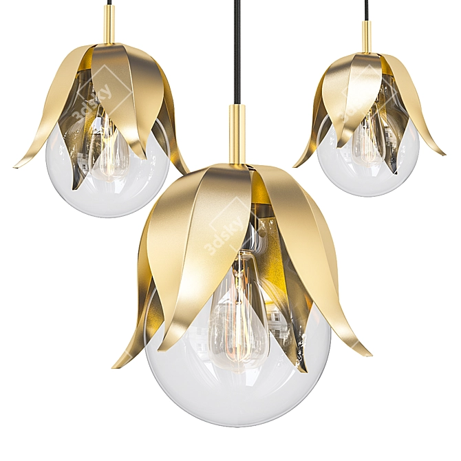 Elegant Flower-inspired Pendant Light 3D model image 1