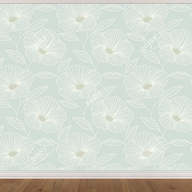 Seamless Wallpaper Set: 3 Color Options 3D model image 4