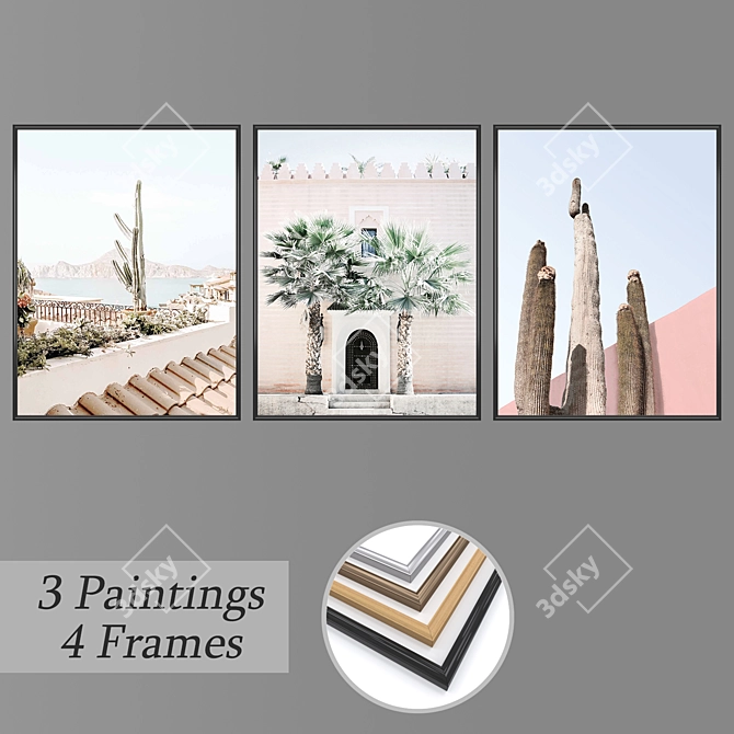 Modern Wall Art Set 3D model image 1