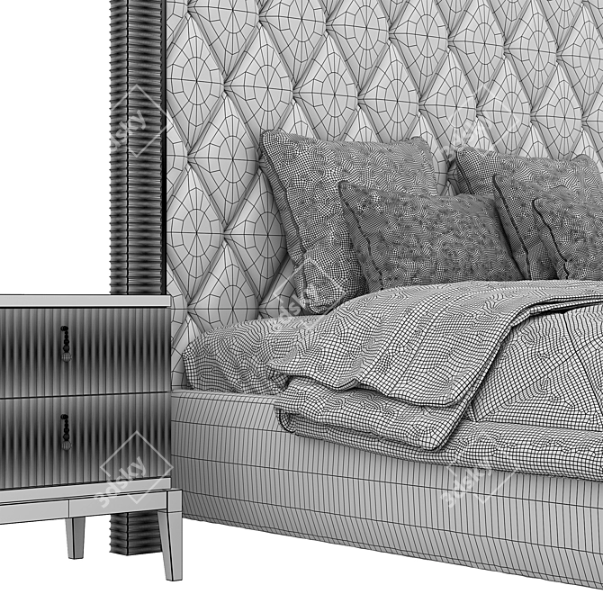 Cavio Casa Gatsby Bed with Sydney Bedside Table 3D model image 5