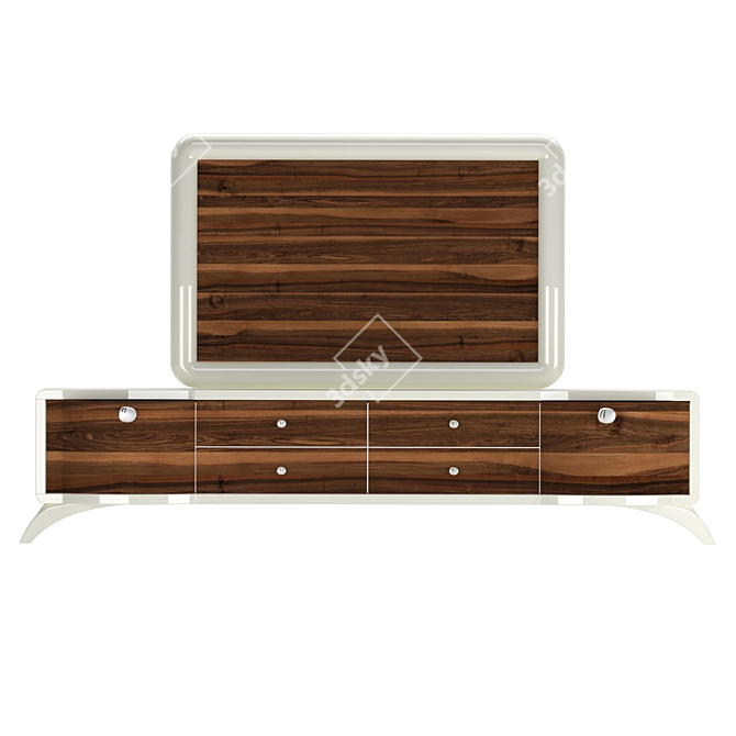 Elegant Oval Lacquer & Wood TV Unit 3D model image 1