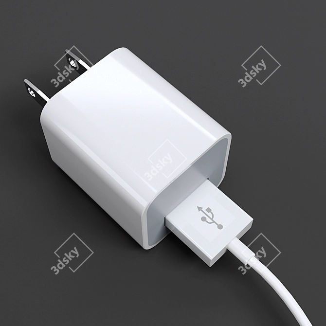 Fast Charging iPhone Charger 3D model image 2