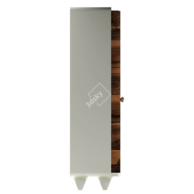 Modern Walnut Veneer Wardrobe 3D model image 3