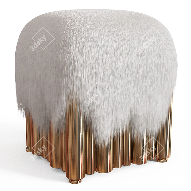 Cozy Shag Small Pouf 3D model image 1