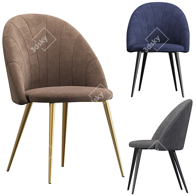 Parisian Velvet Chair 3D model image 1