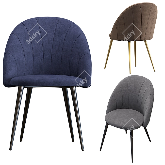 Parisian Velvet Chair 3D model image 3