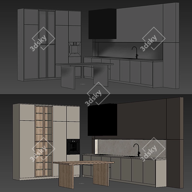 Modern Kitchen Cabinet 3D Model 3D model image 5