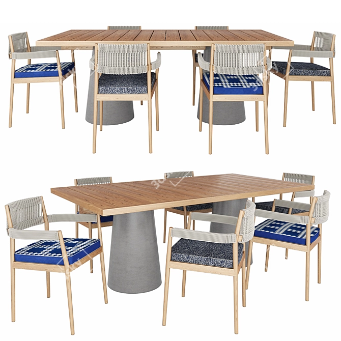 Modern Outdoor Dining Set: Cassina 474 Chairs & 477 Table 3D model image 1