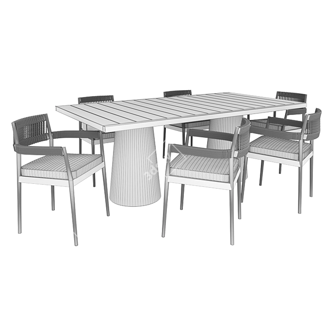 Modern Outdoor Dining Set: Cassina 474 Chairs & 477 Table 3D model image 4