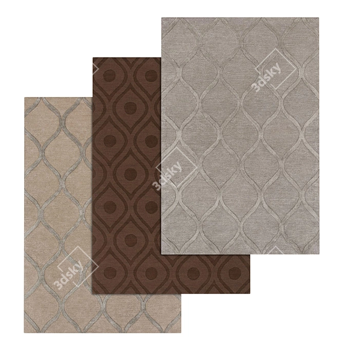 Luxury 3-Piece Carpet Set 3D model image 1