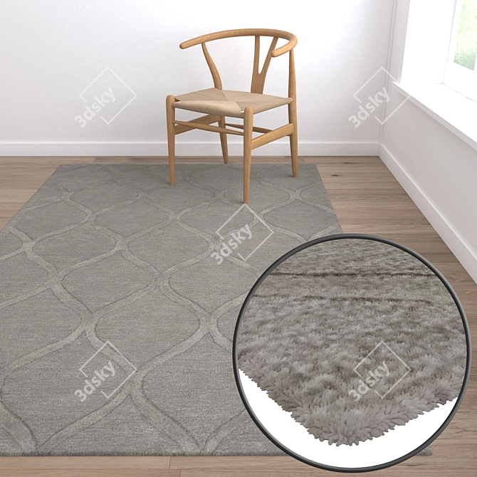 Luxury 3-Piece Carpet Set 3D model image 5