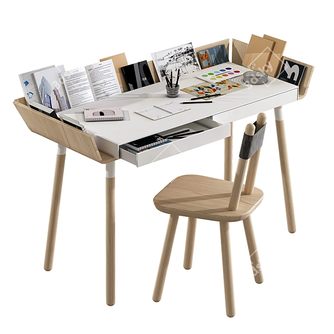 Streamline Writing Desk 3D model image 2