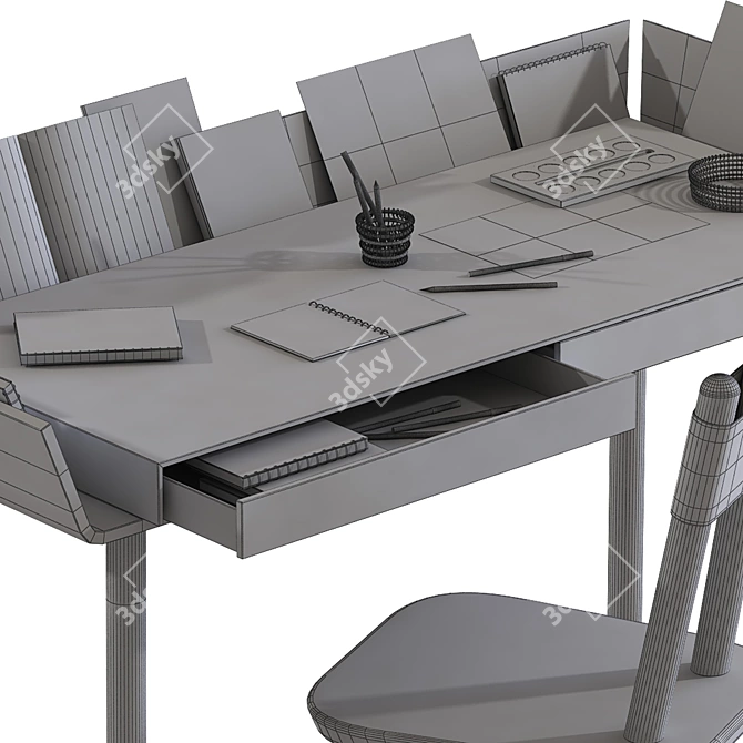 Streamline Writing Desk 3D model image 5