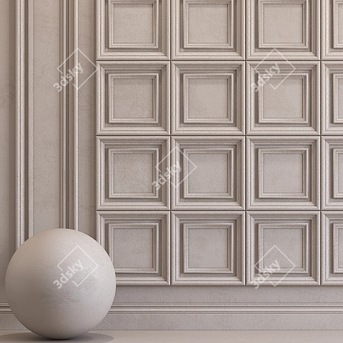 Elegant Plaster Molding Gray 3D model image 2