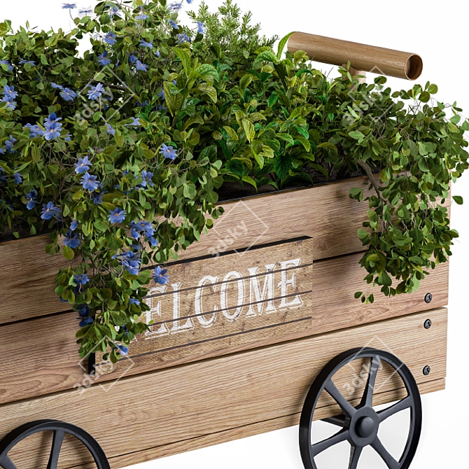 Rustic Plant Cart: Natural Charm 3D model image 4