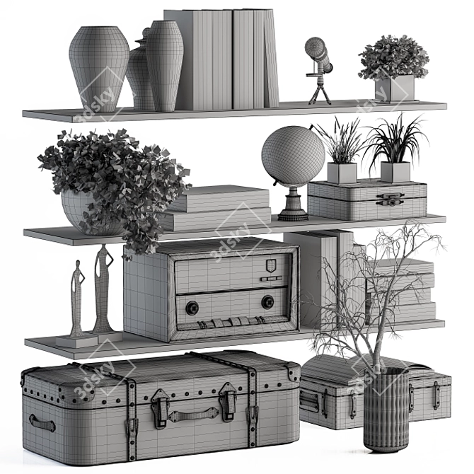 Elegant Shelf Decor Set 3D model image 10