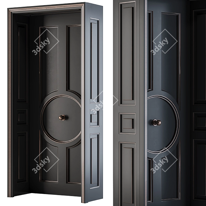 Elegant Black Classical Door 3D model image 1