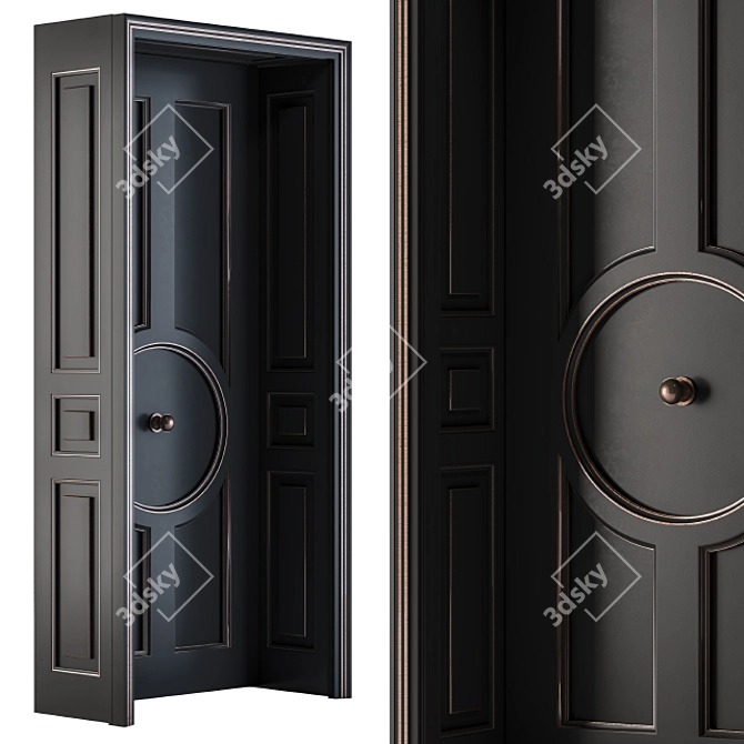 Elegant Black Classical Door 3D model image 2