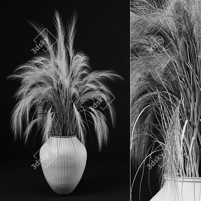 Decorative Dried Pampas Grass 3D model image 4