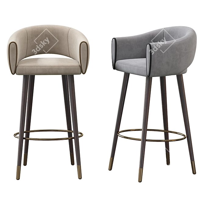 Elegant Grace Barstool with Height 750mm 3D model image 2