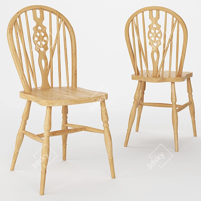 Vintage Windsor Wood Chair 3D model image 1