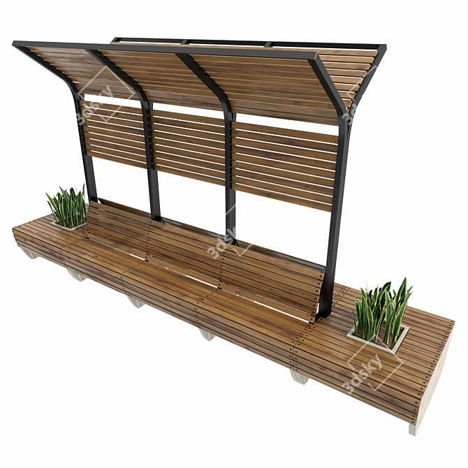 Modern 3D Bench with Textures 3D model image 2