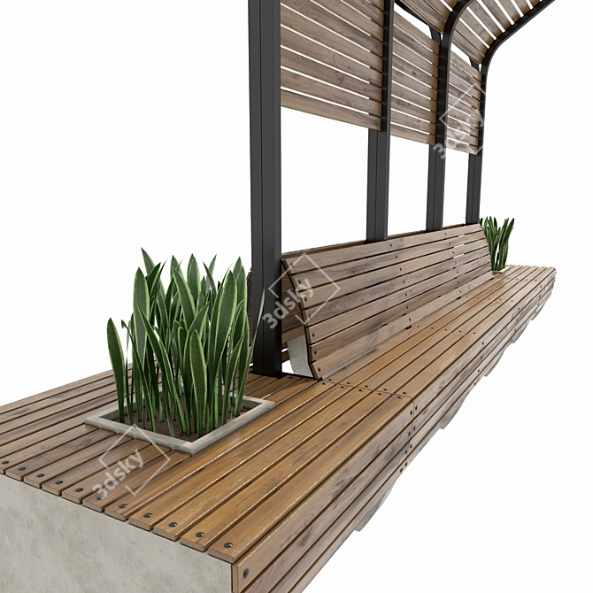 Modern 3D Bench with Textures 3D model image 3