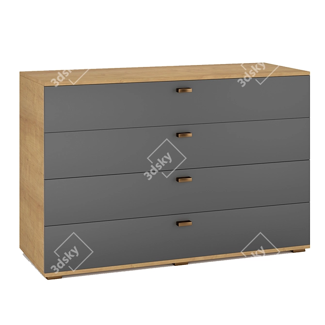 Modern Oak Chest of Drawers 3D model image 1