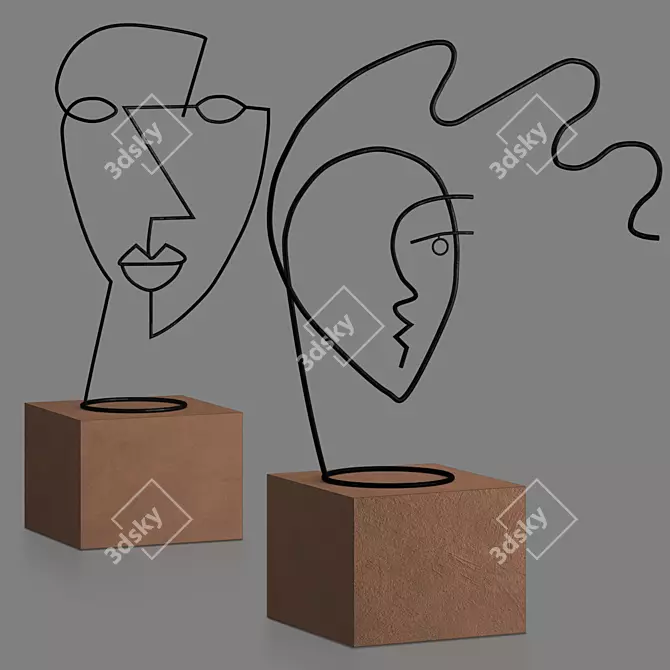 Elegant Wire Sculpture: Intricate Design 3D model image 1