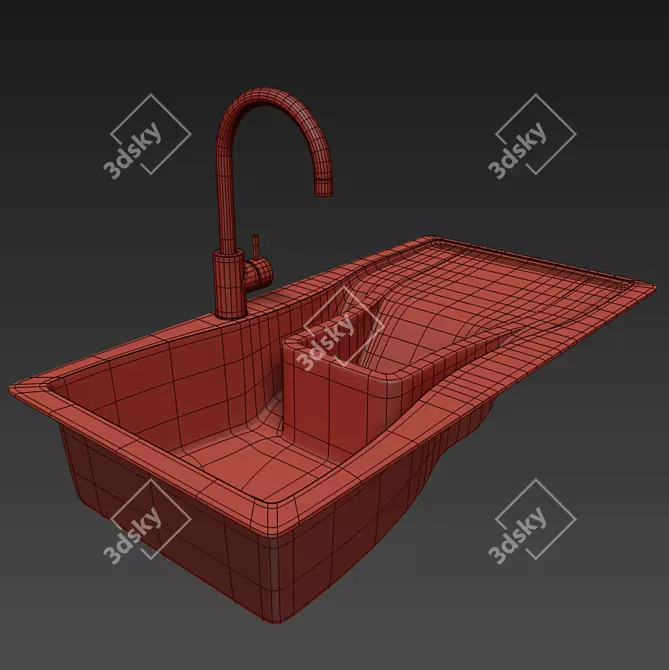 Elegant Sink and Faucet Set 3D model image 3