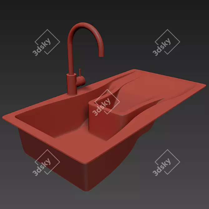 Elegant Sink and Faucet Set 3D model image 4