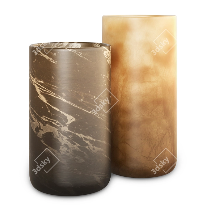 Ethereal Alabaster Pots 3D model image 1