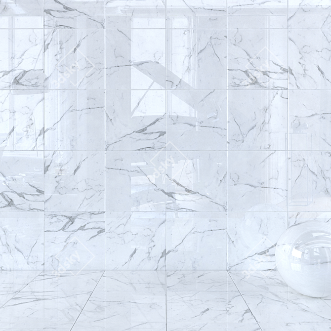 Elegant Legacy White Wall Tiles 3D model image 1