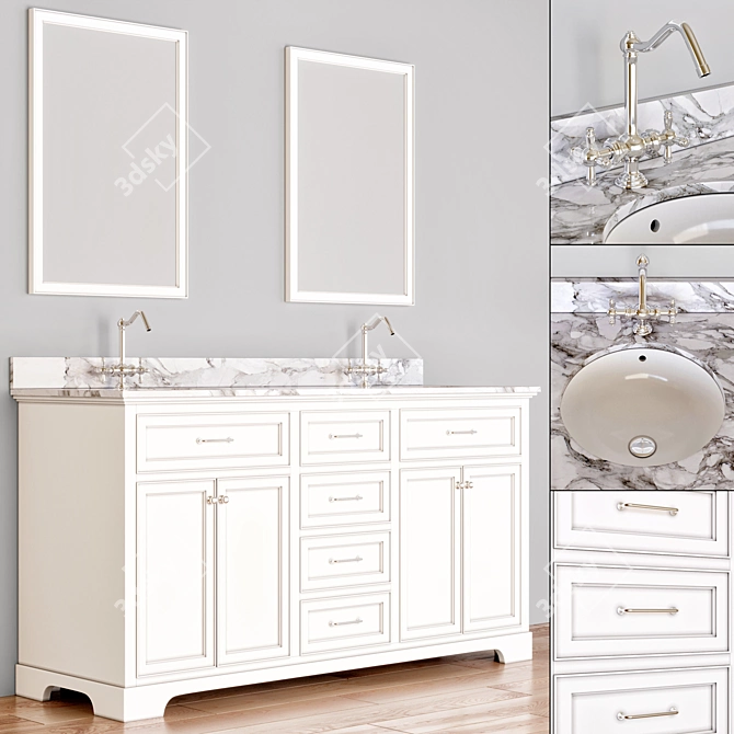 Modern 3-Piece Bathroom Vanity Set 3D model image 4