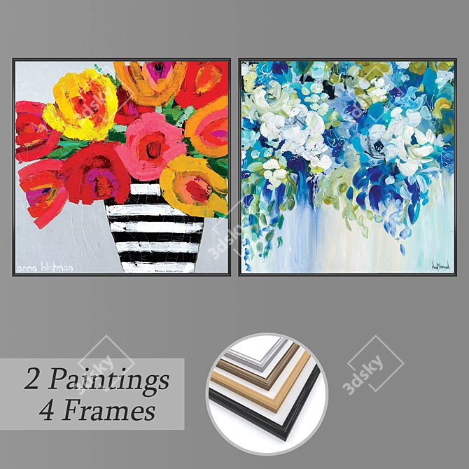 Elegant Wall Art Set No. 915 with Versatile Frames 3D model image 1