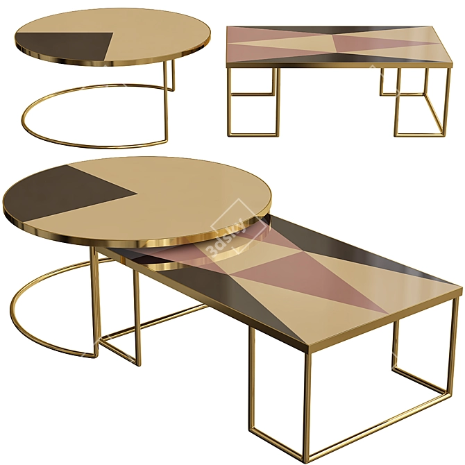 Sleek Bronze Coffee Table 3D model image 1