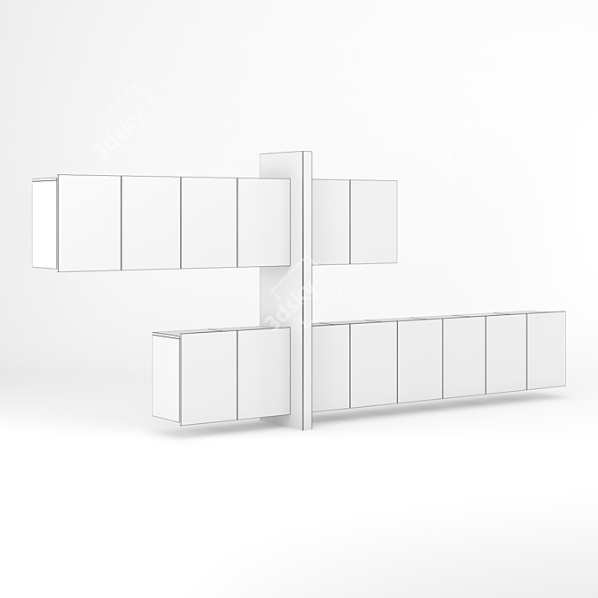 Elegant Ohm Wall Cabinet Set 3D model image 2