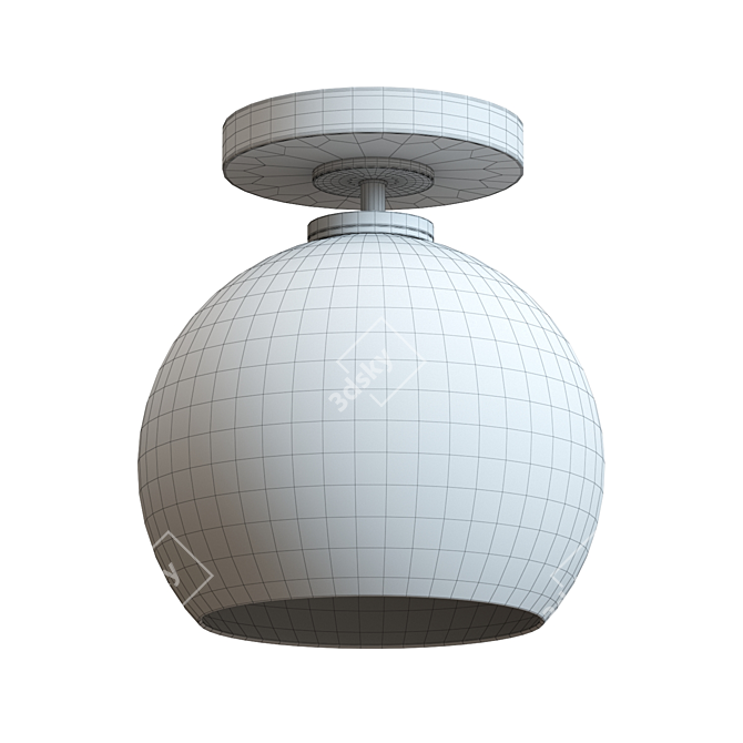 Modern Metal Glass Flush Mount 3D model image 2