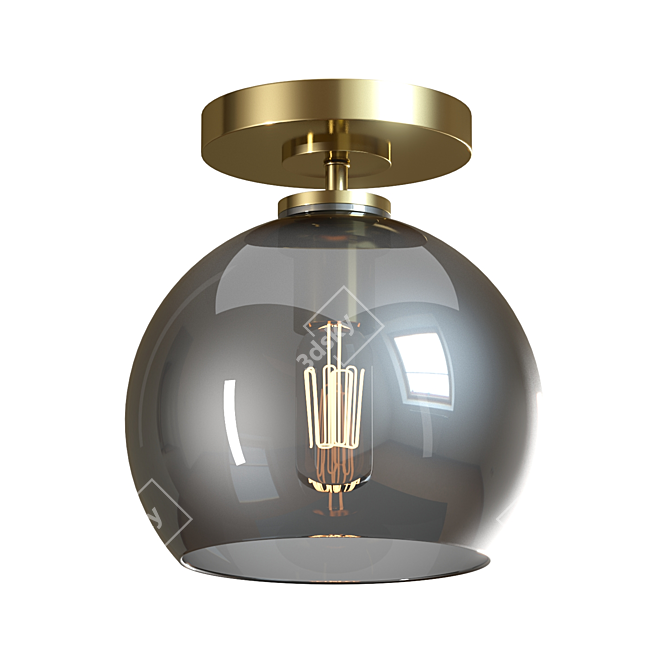 Modern Metal Glass Flush Mount 3D model image 3