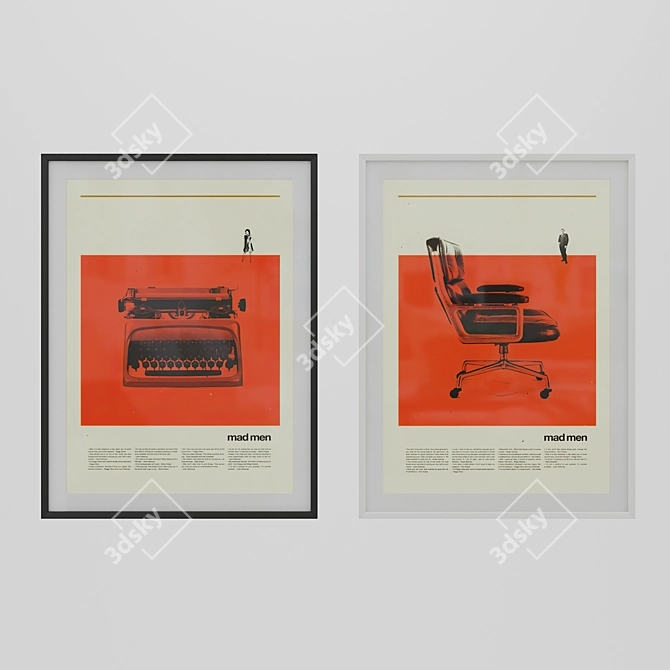 Retro Cool: Eames Chair & Typewriter Posters 3D model image 1