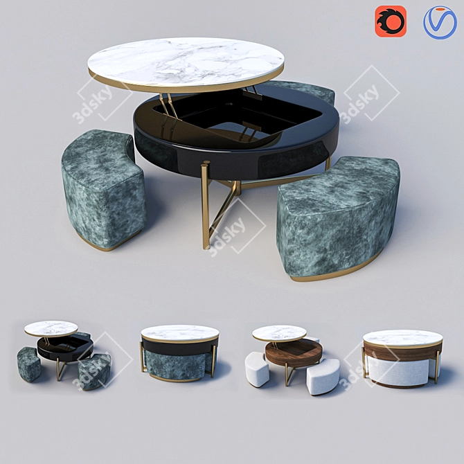 Elegant Chaji Coffee Table 3D model image 1