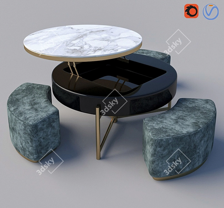 Elegant Chaji Coffee Table 3D model image 5